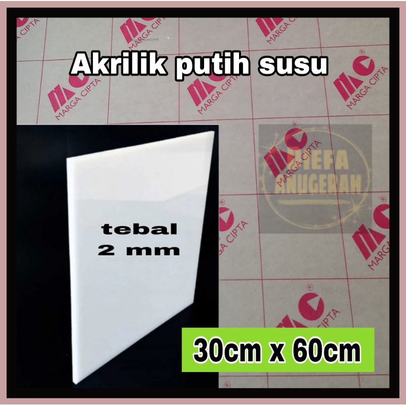 Akrilik putih susu 2mm 30x60/Acrylic lembaran/mika