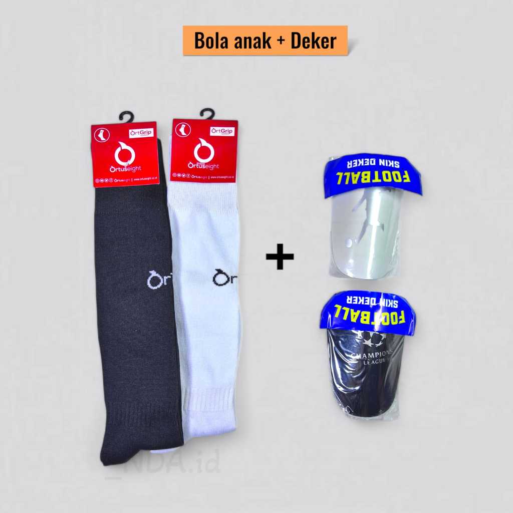 Kaos Kaki Bola Anak + Deker motif Ortuseight warna Hitam dan Putih