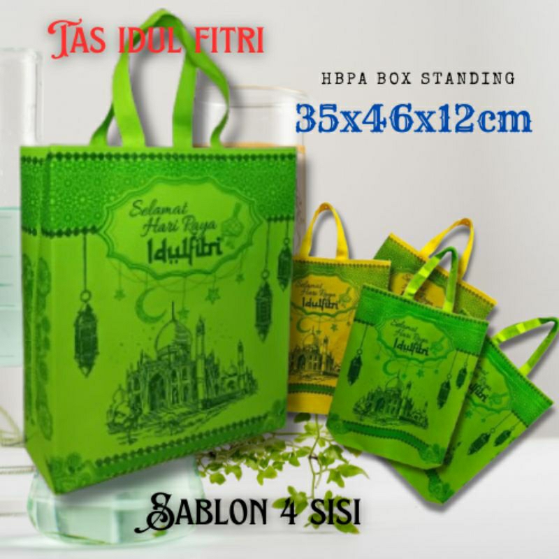

(12 Pcs) Tas LEBARAN IDUL FITRI 2025 ,goodie bag ,tas spunbond,sablon 4 sisi