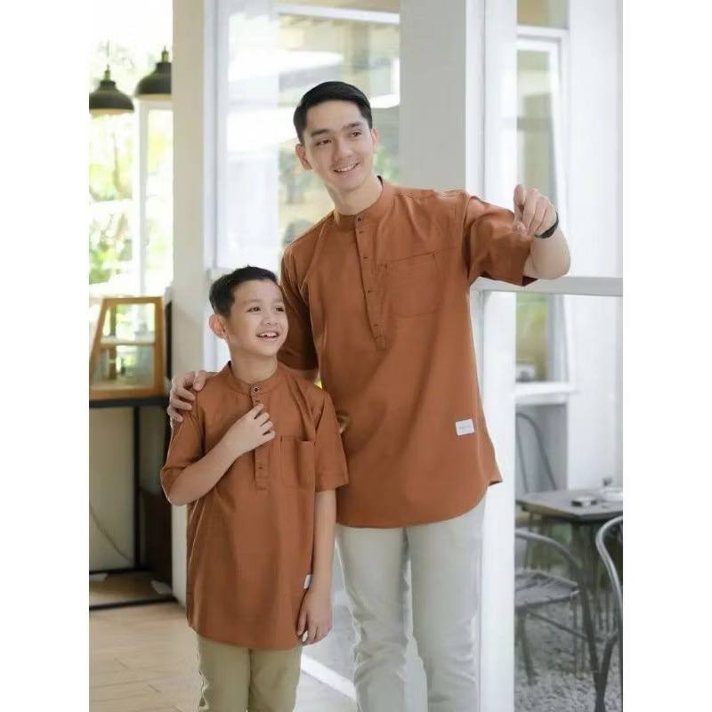 Baju Koko Kurta Couple Ayah Anak Lengan Pendek Habaib Series Atasan Muslim Polos