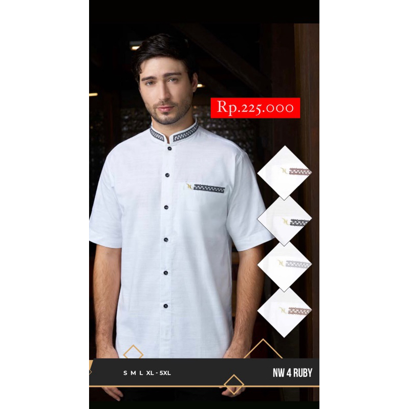 nizar bordir (NW 4 RUBY) baju koko nizar motif bordir lengan pendek PUTIH size jumbo