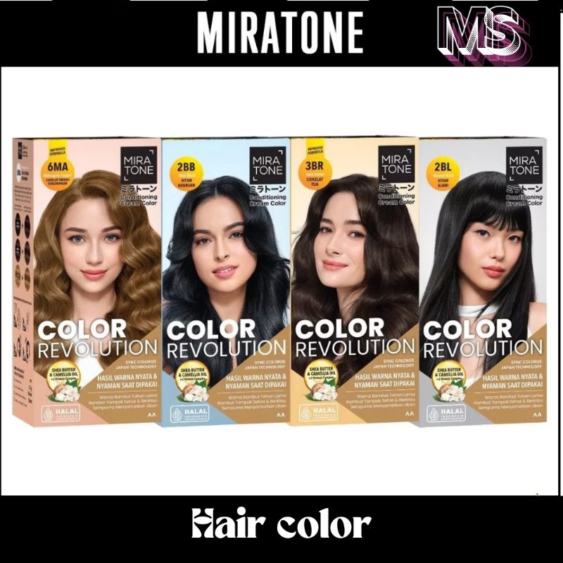 MIRATONE Conditioning Cream Color Natural Blue Black Dark Brown Mahogany Pewarna Rambut Permanen