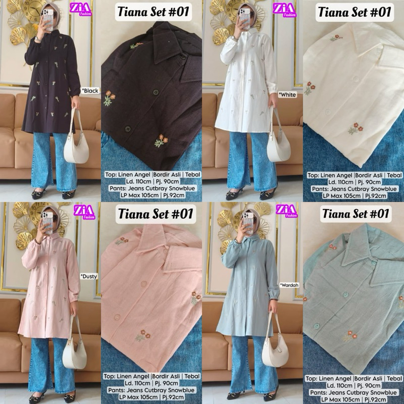 COD= NO CANCEL• Tiana Set #01 by Zia• Tunik Linen Celana Cutbray Best Seller