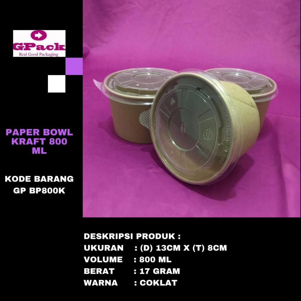 PAPER BOWL KRAFT 800 ML/MANGKOK KERTAS KRAFT TEBAL 800 ML/BOWL KRAFT 800 ML (GP-BP800K)