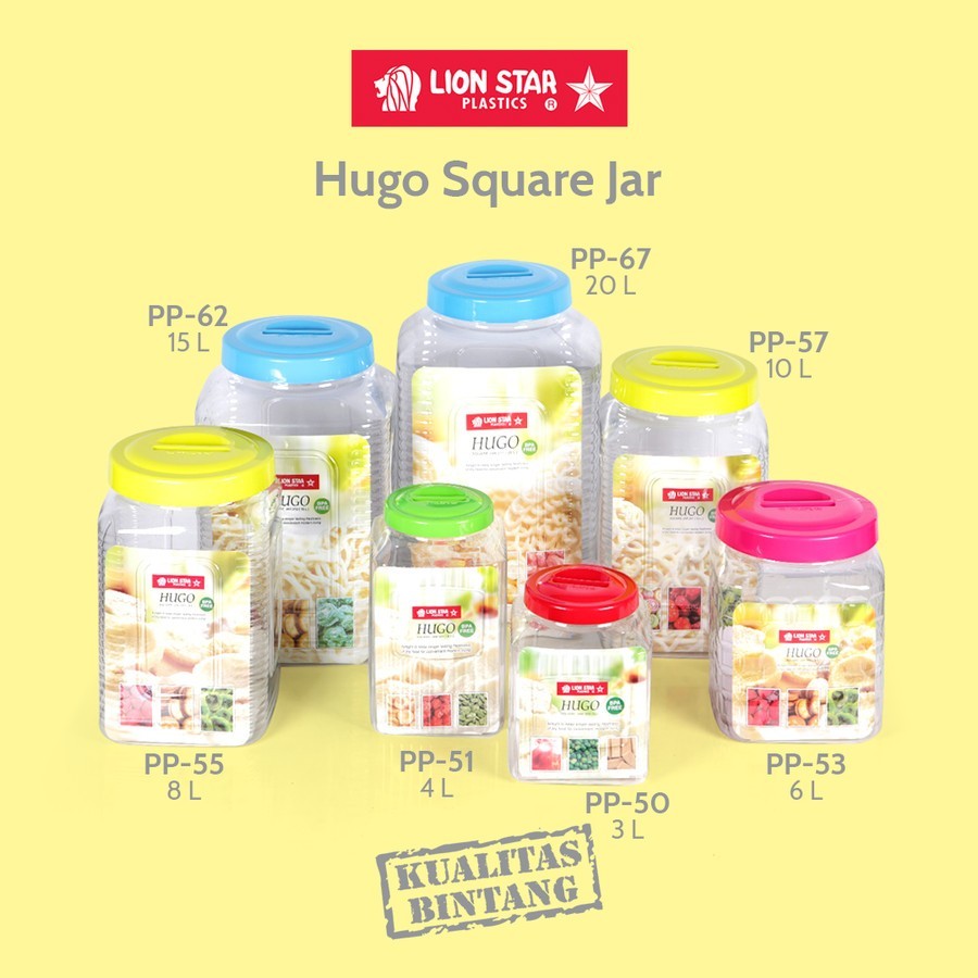 Toples Makanan Kotak /Toples Bening Plastik Hugo - Lionstar