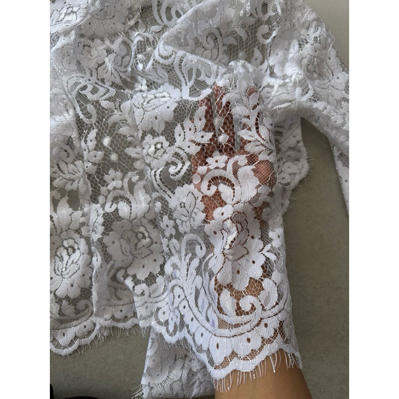 Kain Italy Velvet Lace 2,5meter spesial putih