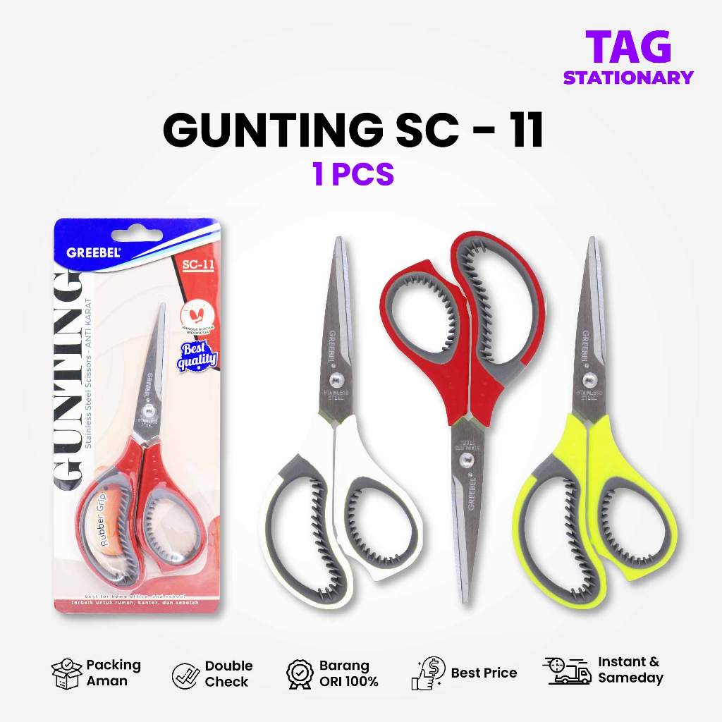 

GREEBEL Gunting Scissor / Gunting Stainless / Gunting Besar Kecil Sedang / Anti Karat Nyaman Digenggam