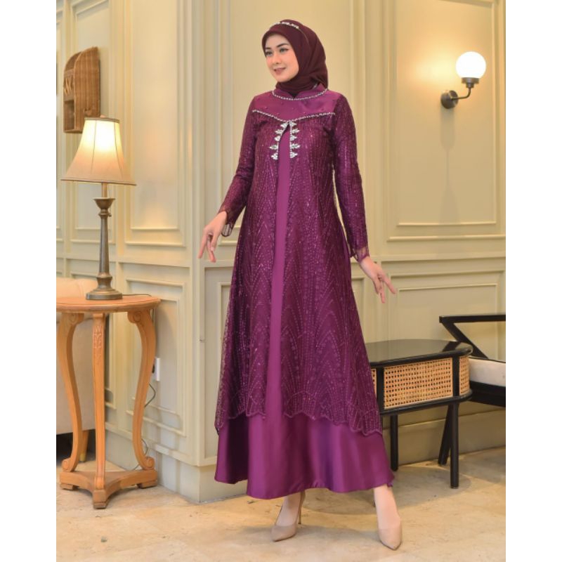 GAMIS SEMI OUTER DRES KEBAYA PESTA MODERN VIRAL / GAMIS TILLE KONDANGAN / GAMIS BROKAT LAMARAN TERME