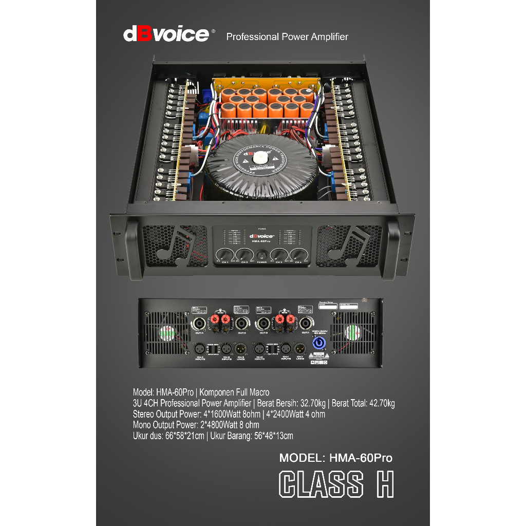 Power dB Voice HMA 60 PRO Original Amplifier dBvoice HMA 60PRO Class H