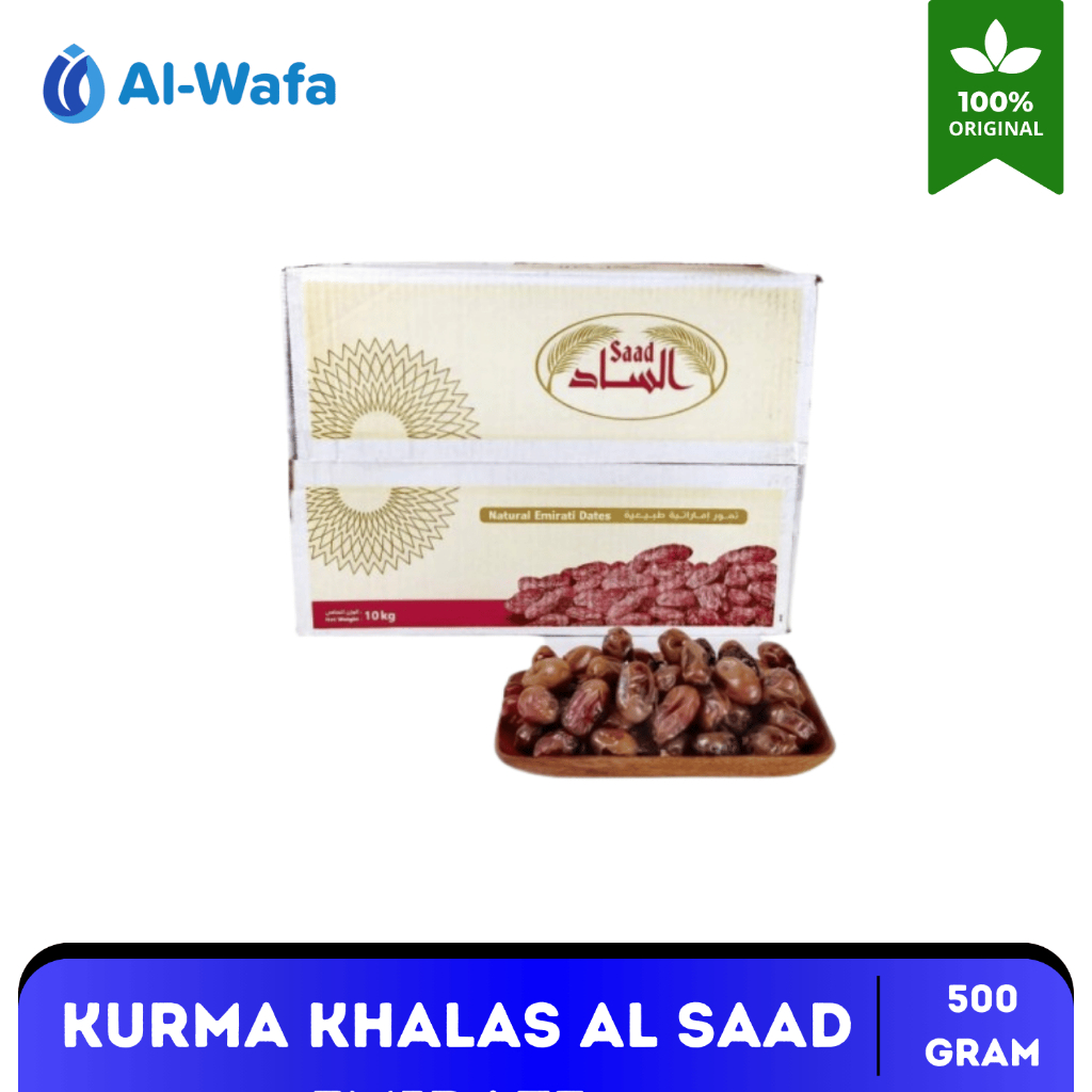 

ALWAFA - Kurma Khalas Al Saad Emirate Original Manis Bergizi Tinggi Dan Menyehatkan Kemasan 500 gram