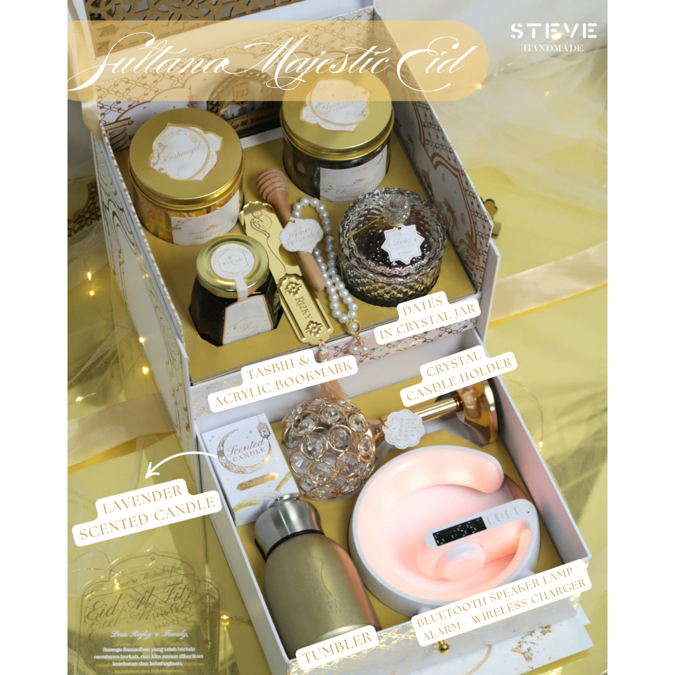 

Hampers Lebaran Parcel Idul Fitri Ramadhan Eid Mubarak Sultana Set Hadiah Ramadan Custom Crystal Jar Tasbih Honey Dipper Tray Crystal Lamp Acrylic Bookmark Nastar Cookies Kastangel