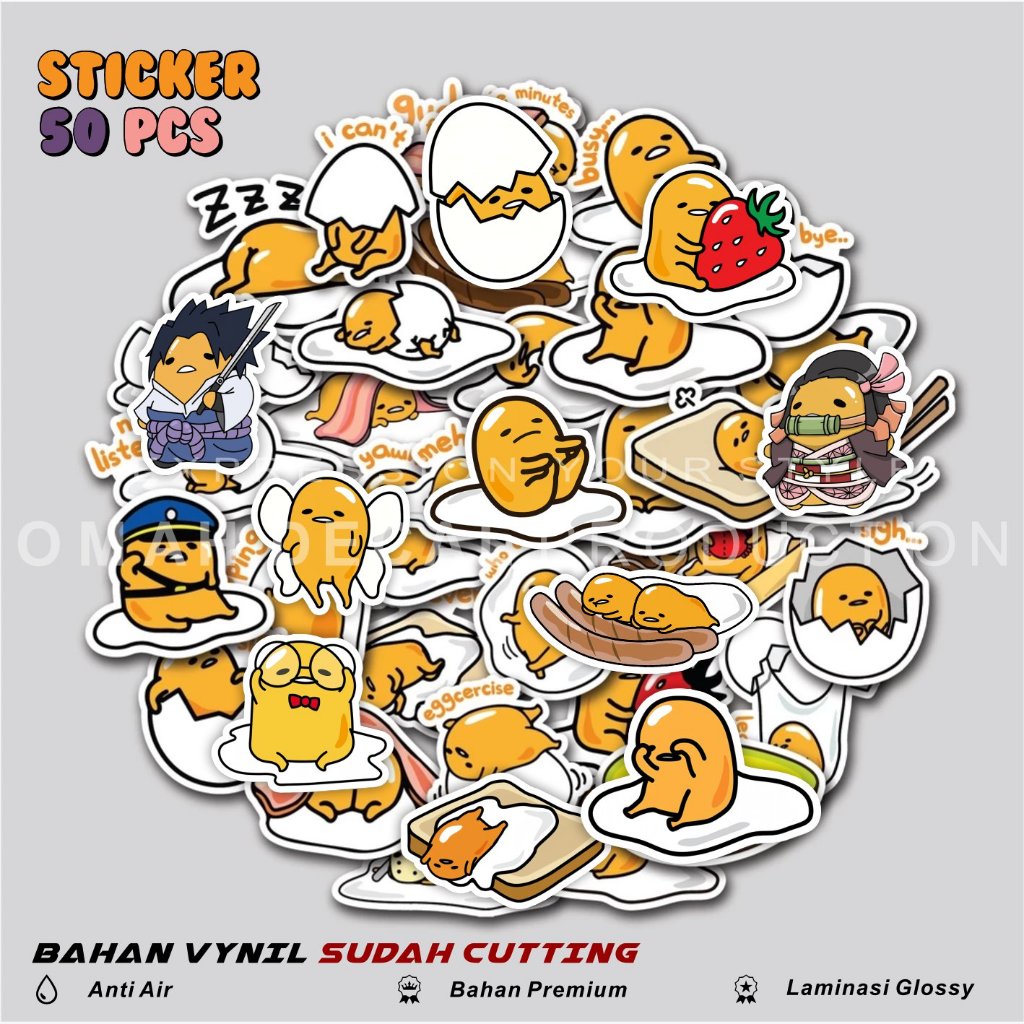

STICKER PACK GUDETAMA WATERPROOF STIKER AESTHETIC UNTUK LAPTOP CASE HP HELM STICKER CASE