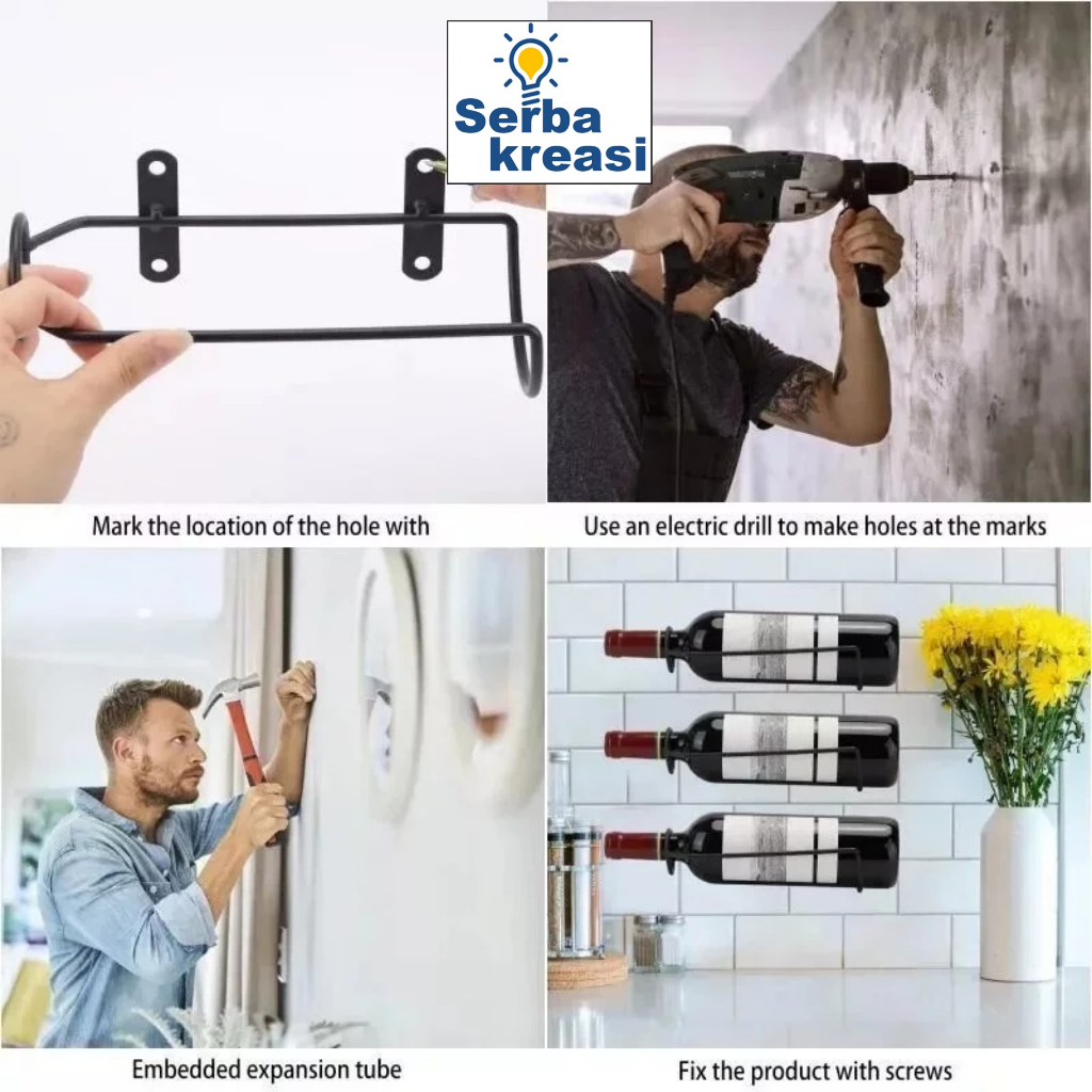 Wine Holder Wall Holder Rak Dinding Botol Wine Bar Rak Hiasan Dinding Dekorasi