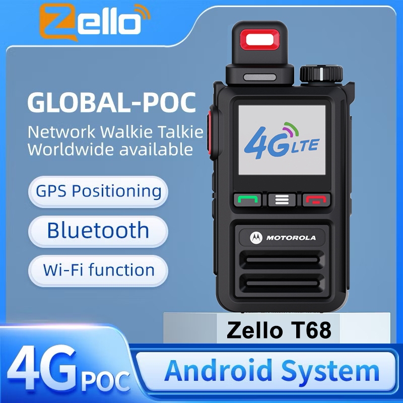 HT POC Global T68 MOTOROLA Walkie Talkie Zello Android Radio Komersial 4G/WIFI/Bluetooth/GPS Jarak j