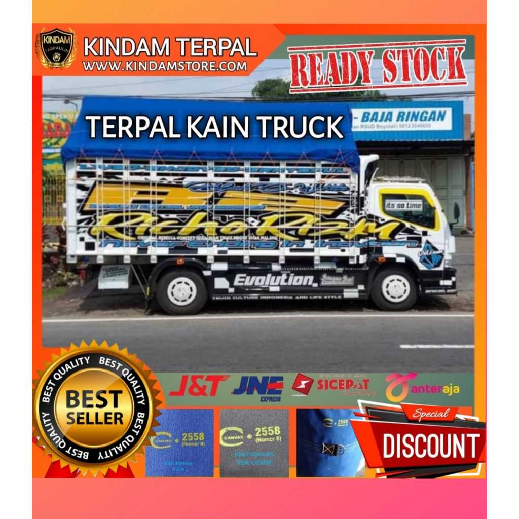 TERPAL KAIN CANVAS LIONG MUNTHO TRUCK 2558 WARNA BIRU DAN HITAM SUPER TEBAL