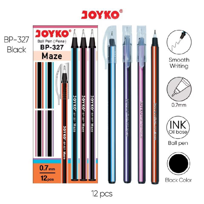 

PEN JOYKO BP-327 HITAM(1ktk isi 12bh)
