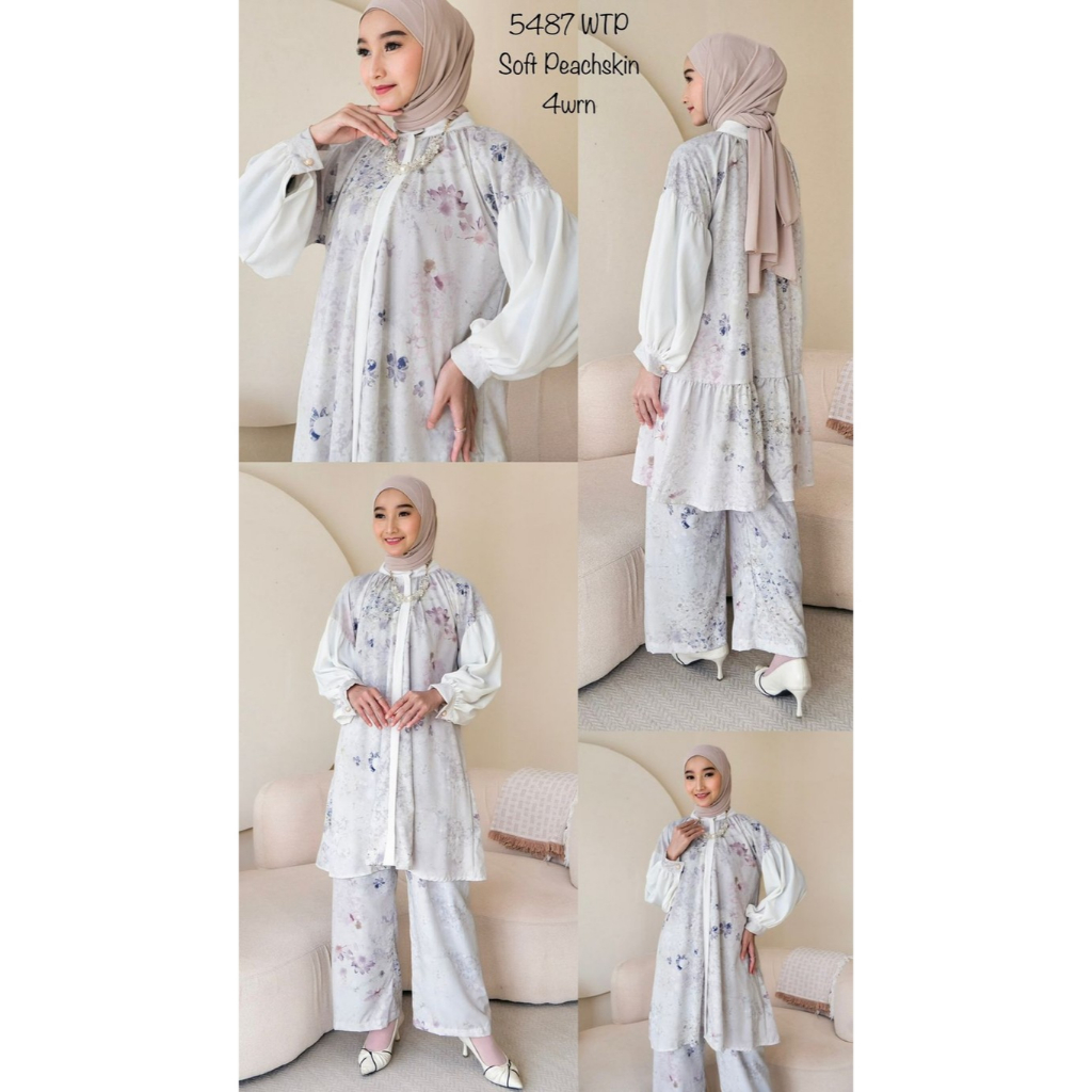 Setelan Tunik Celana Kulot Motif Abstrak