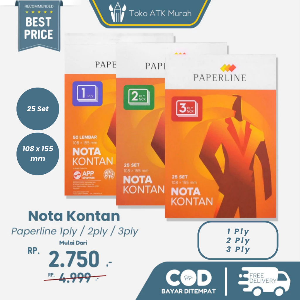 

Buku Nota Kontan Kecil Paperline 1ply / 2ply / 3ply Rangkap 50 25 lembar (NK K1 K2 K3 NCR)