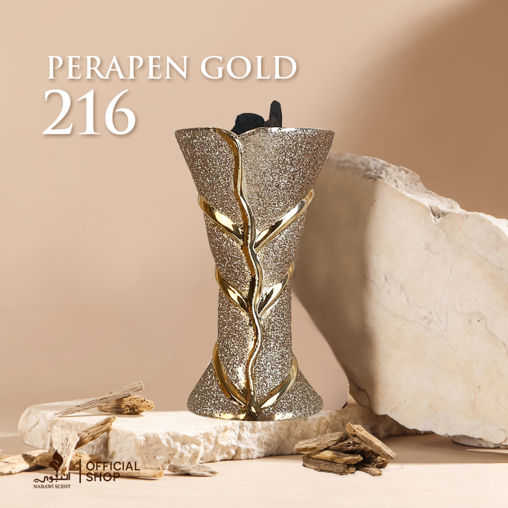 Jamooan Nabawi Scent Prapen Gold Besar Mabhara Emas Tempat Pembakaran Bukhur Arab Dupa Bakaran