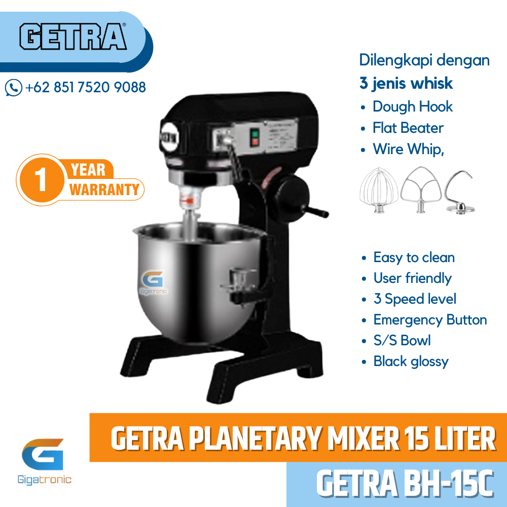 GETRA Planetary Mixer BH-15C Black / Mixer Roti Adonan Kue 15 Liter GETRA BLACK BH15C