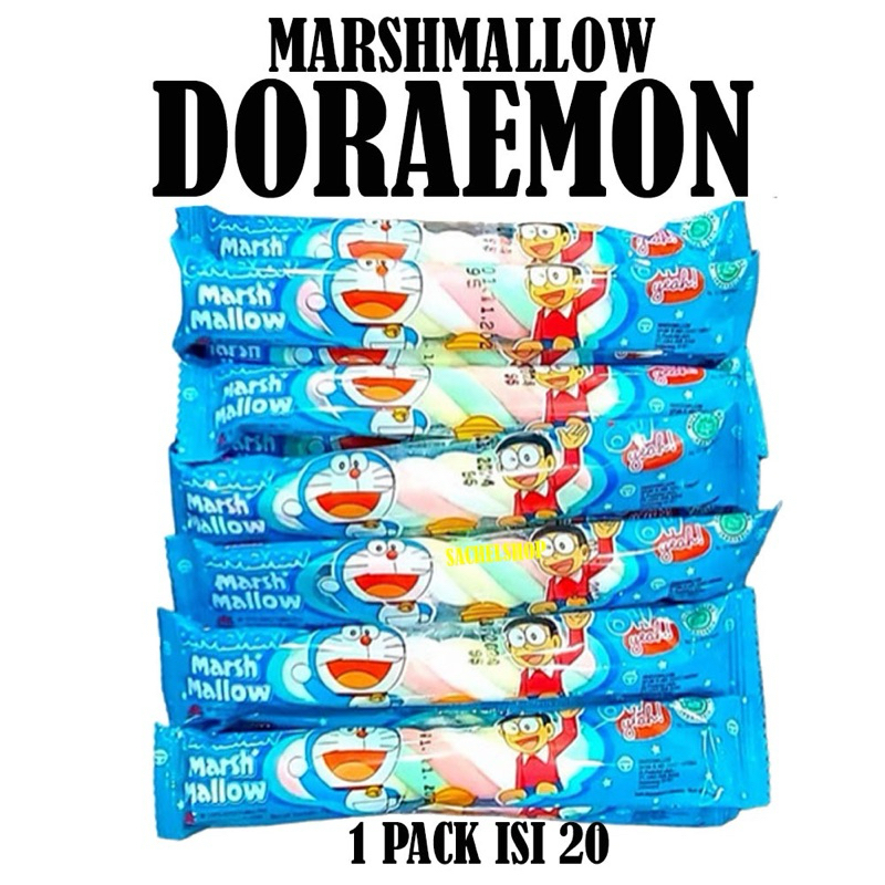 

MARSHMALLOW DORAEMON [ 1 BUNGKUS ISI 20 PCS] | LOKA MARSHMALLOW | DORAEMON MARSHMALLOW STIK