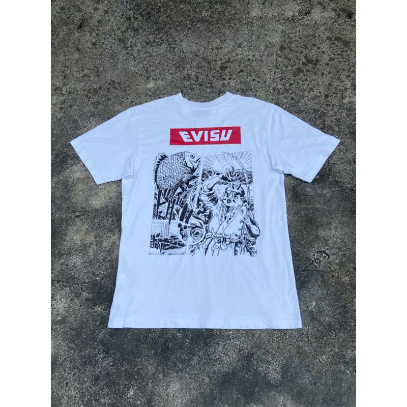 Baju Kaos Tshirt Evisu japan Jepang Putih Big Logo Gambar Besar Second Bekas Asli Orignali