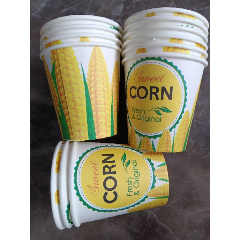 PAPER CUP 6,5oz isi 50pcs/slop MOTIF JAGUNG | UNTUK JASUKE, MINUMAN