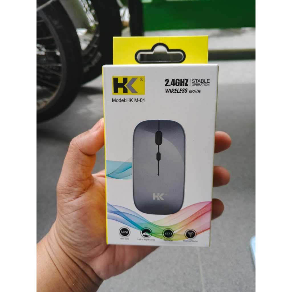 MOUSE WIRELESS HK M-01 RECHARGEABLE MOUSE USB BLUETOOTH BISA DI CHARGER ORIGINAL HK