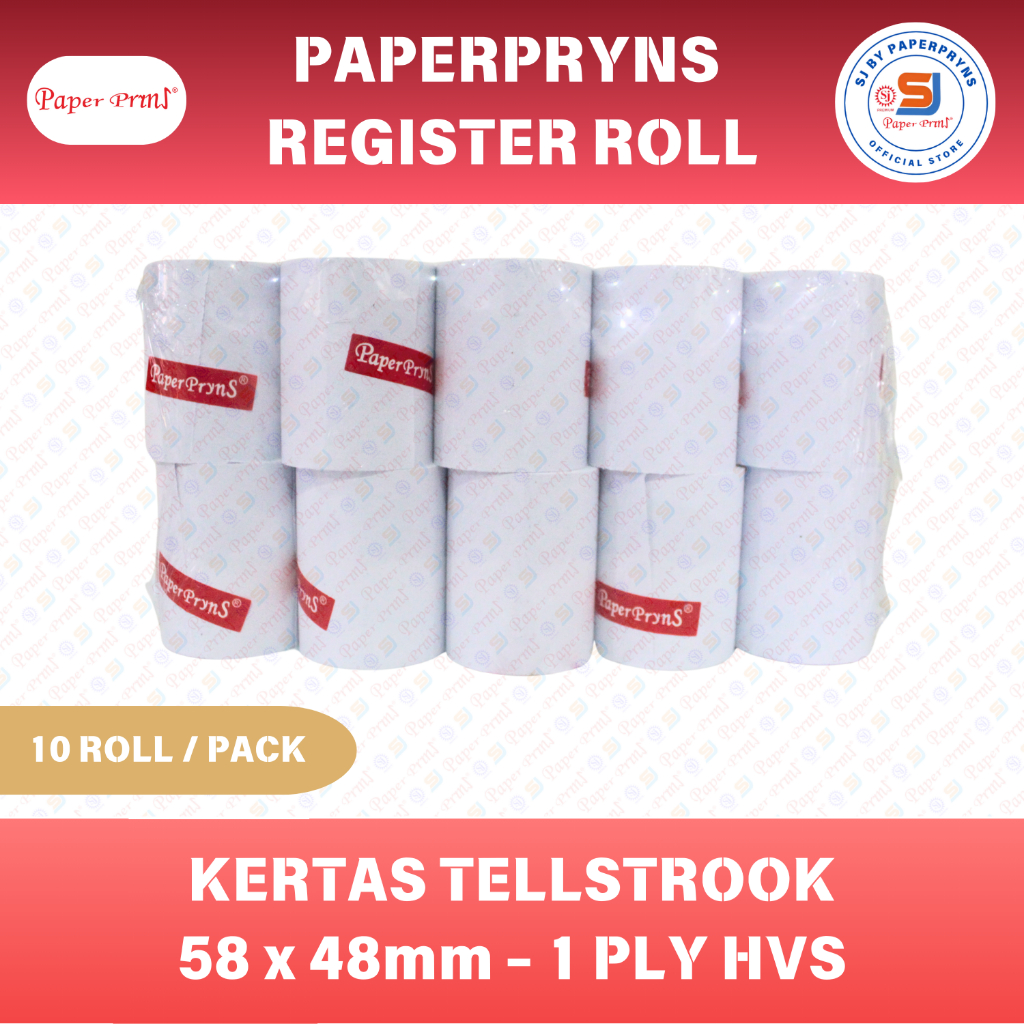 

PAPERPRYNS Kertas Telstrook Register Roll 58 x 48mm - 1 PLY HVS - 1 PACK (ISI 10 ROLL)
