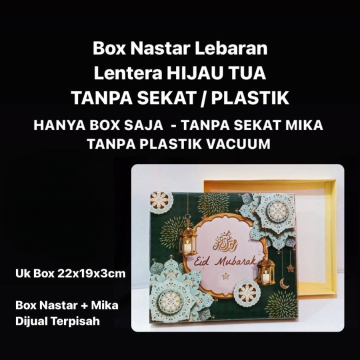

Dus Nastar Lebaran 22x19x3 Cm Motif Lentera Hijau Tua