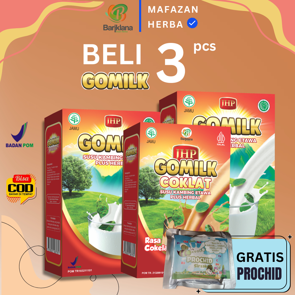 

[ 3 BOX GRATIS PERMEN PROCHID ] GOMILK Susu Kambing Etawa Plus Herbal | Nutrisi Penambah Berat Badan dan Nafsu Makan