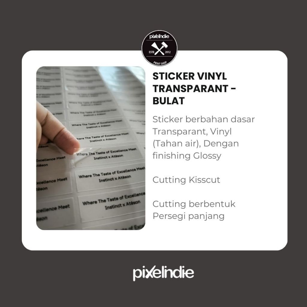 

Sticker Vynil Transparan Label Persegi Panjang Tahan Air