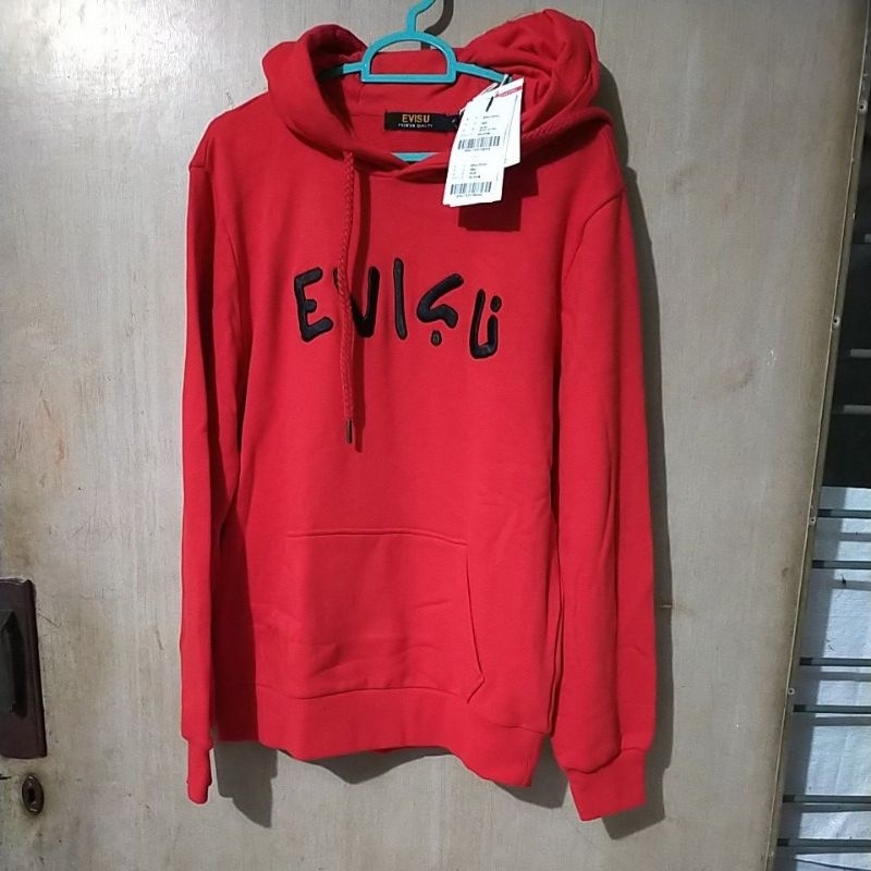 hoodie evisuuuu logo bordir red bnwt