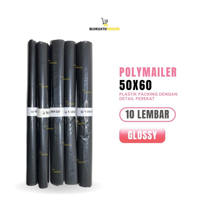 Plastik Polymailer Hitam Uk. 50x60 isi 10 Lembar Plastik Packing Besar | Plastik Packing Hitam | Pla