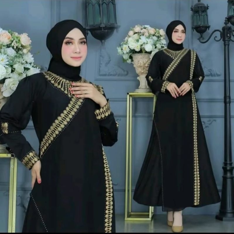Gamis Abaya Turkey Premium India Cantik Full Warna Eksklusif Mewah Pesta Lebaran