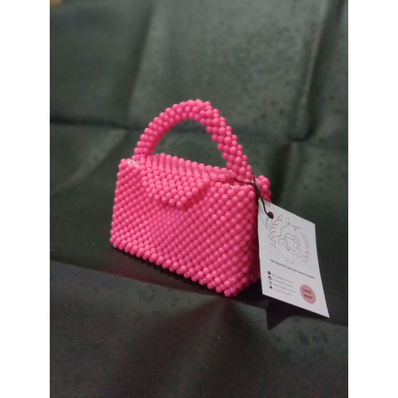 MB1275 FUSCHIA- TAS WANITA| TAS MUTIARA| TAS MANIK MANIK| PEARL BAG| BEADED BANG| TAS SELEMPANG| TAS