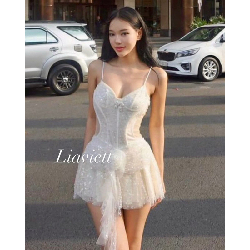 VIETNAM DRESS sexy warna putih rok pendek premium