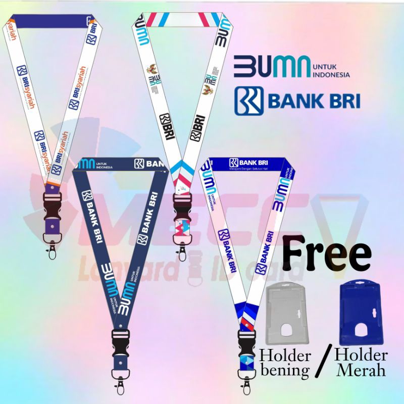

LANYARD BUMN BRI / TALI IDCARD BUMN BRI DONGKER / LANYARD BRISYARIAH PUTIH BIRU FREE HOLDER