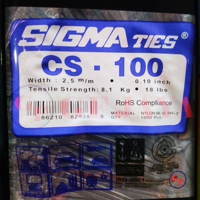 

KABEL TIES SIGMA TIS CS 100 10CM ISI 1.000 PCS 10 CM