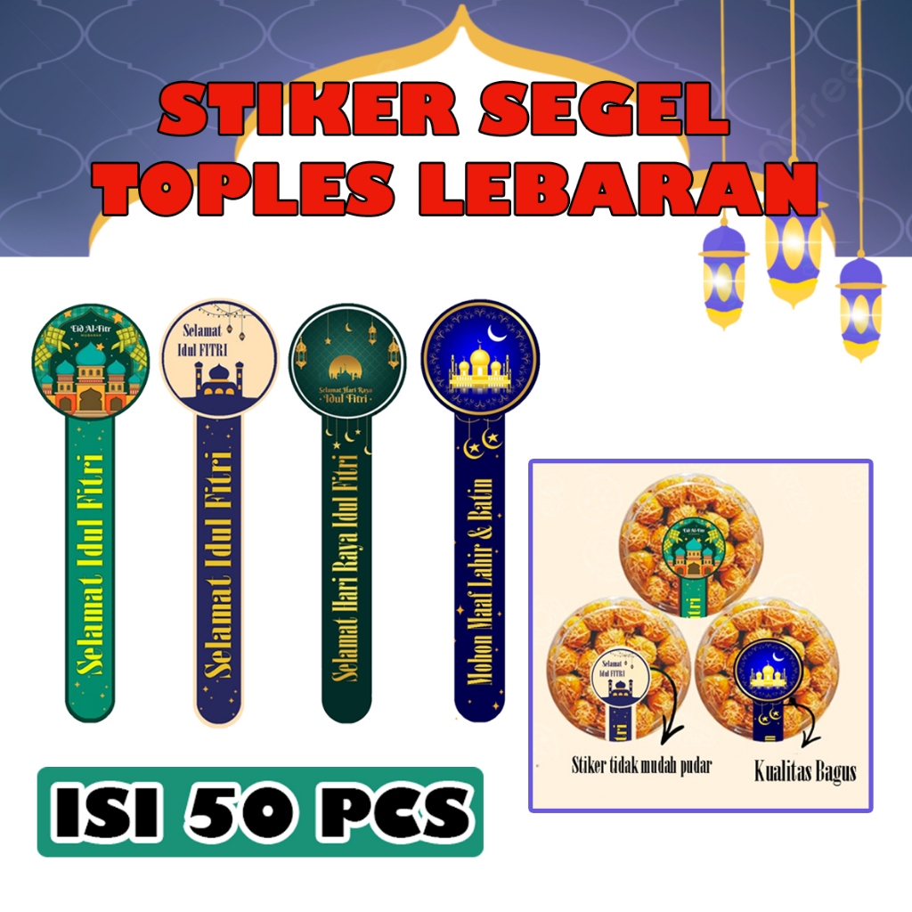 

Isi 50pcs Stiker Segel Label Untuk Toples Kue Lebaran Sticker Label ucapan Idul Fitri