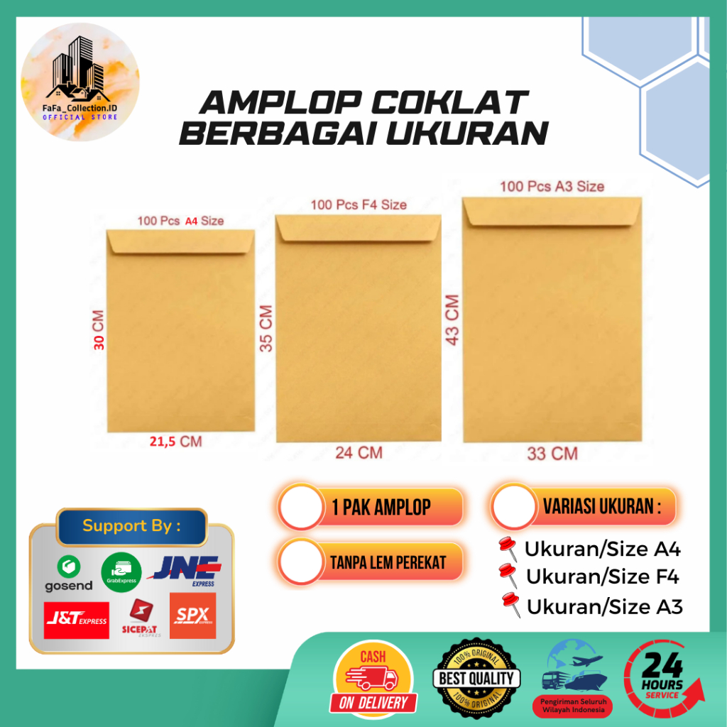 

Amplop Coklat A4/F4/A3