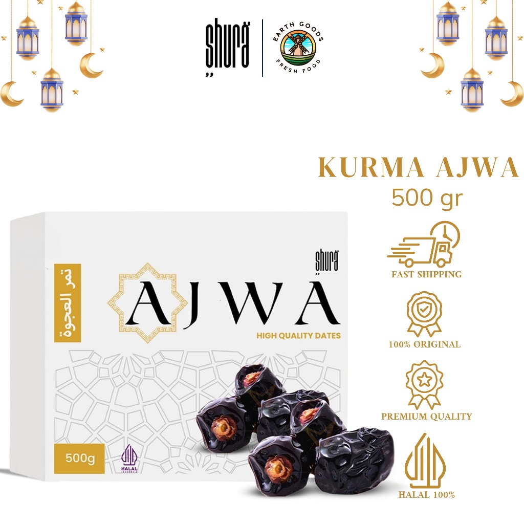 

Shura Kurma Ajwa Box 500gr Kurma Nabi Premium kurma 100% Original