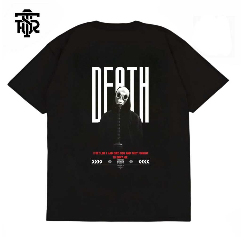 Tshirt Baju Kaos Distro Pria Wanita Streetwear Cotton Combed 24s Death Black Tees Firasat Merch