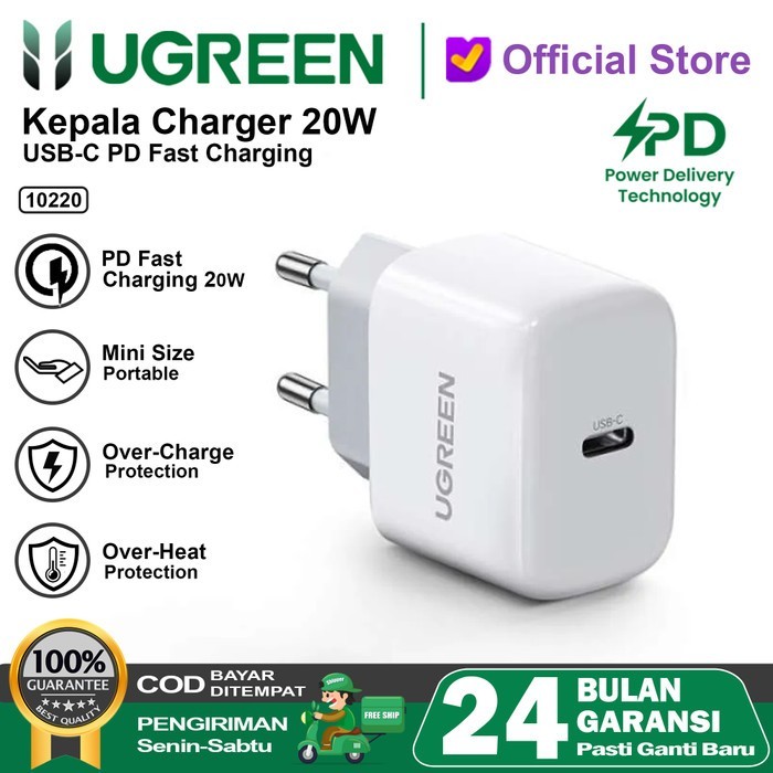 UGREEN Adaptor Charger iPhone iPad 20w Mini Type C Fast Charging - 10220 mini 20w