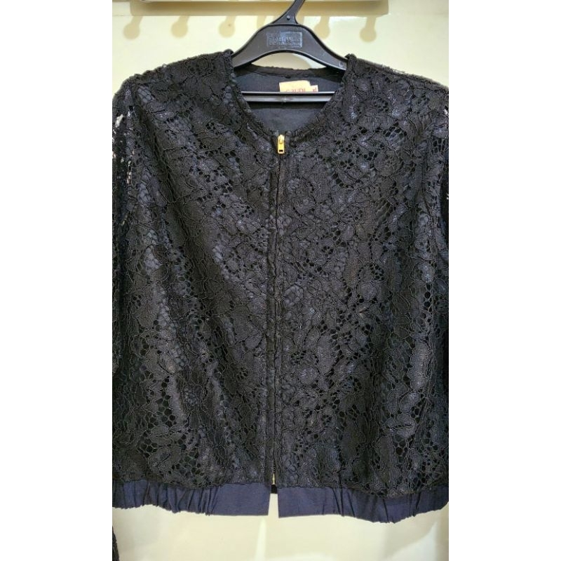 GAUDI Black Outer - Outer Brukat - Brokat Hitam - Baju Atasan Wanita Lengan Panjang (PRELOVED)