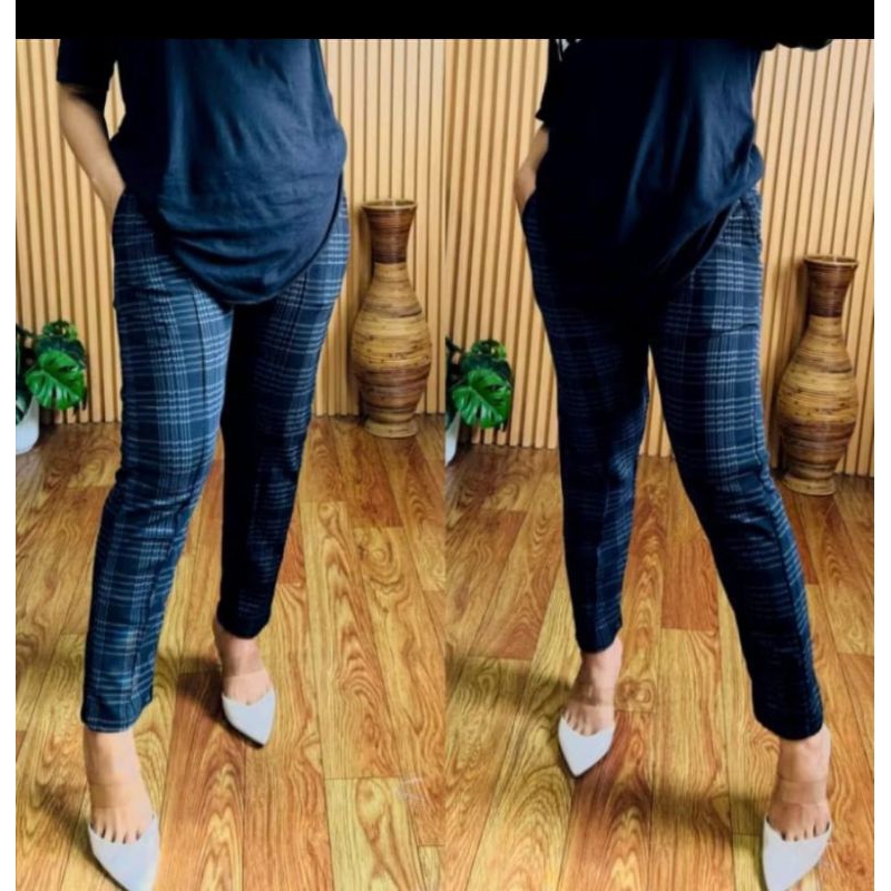 Legging Motif Kotak-Kotak Wanita Jumbo 30-80kg