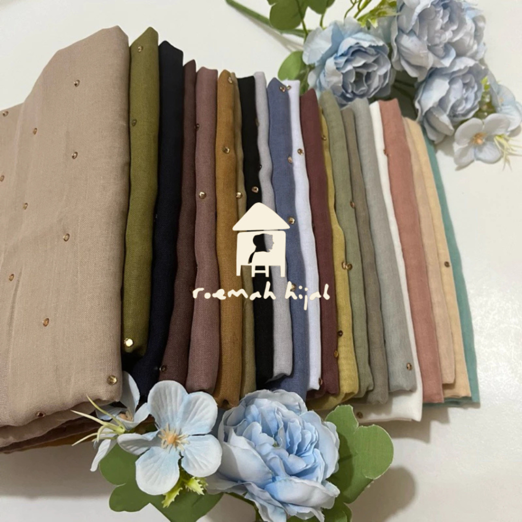 Hijab Segi Empat Paris Swarovski Rose Gold || Paris Payet Tabur Warna Gold