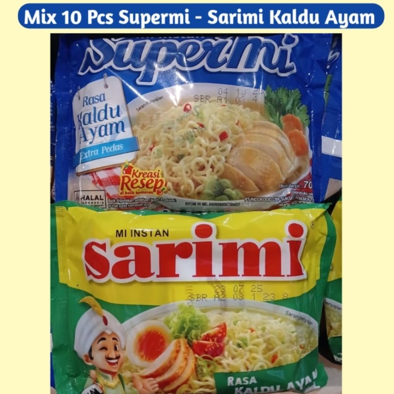 

Mix 10 Pcs - Mie instan - Supermi - Sarimi Kaldu Ayam