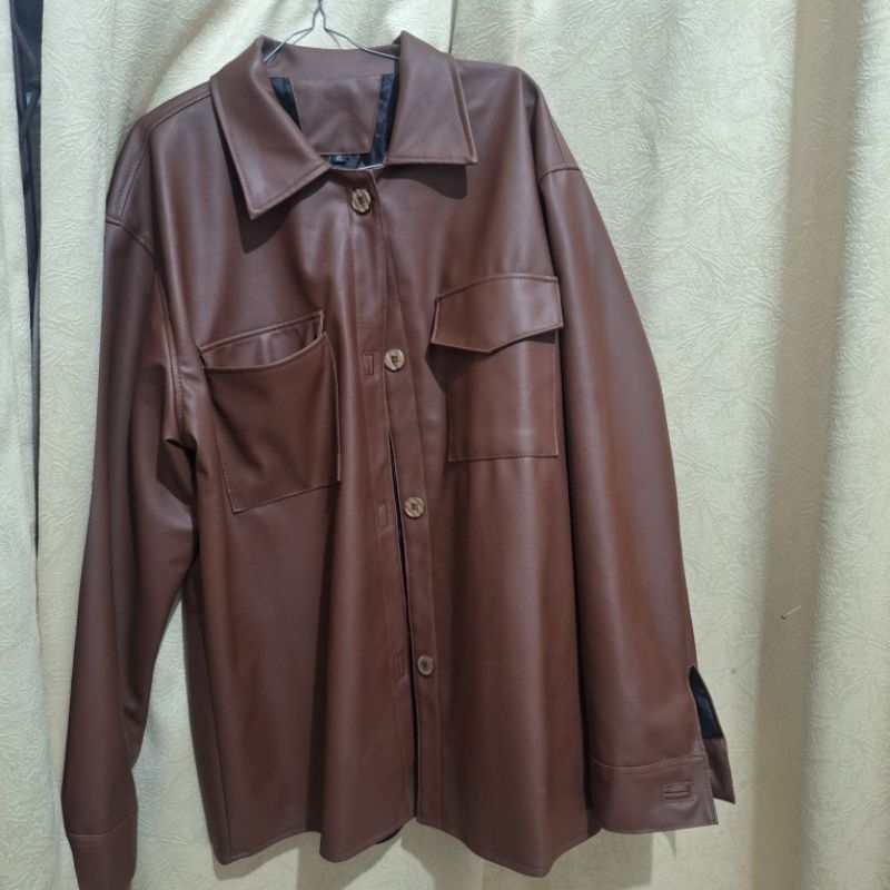 PRELOVED JAKET KULIT WANITA COKLAT PREMIUM