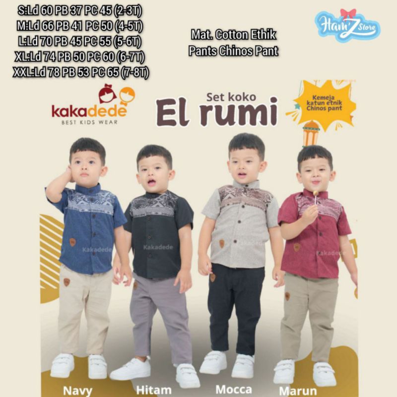 Set koko Anak|El Rumi|Set koko 2- 8 tahun|